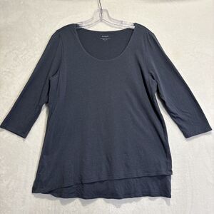 J Jill Top Women's Gray Pure Jill 3/4 Sleeve Artistic T-Shirt Scoop Neck Medium